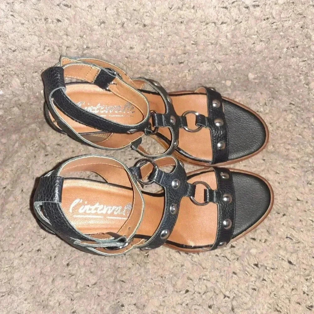 L'INTERVALLE-Bondage Style-Harness/Studs-Black Leather-Sandals-Sz 40-NWOB - Picture 6 of 7